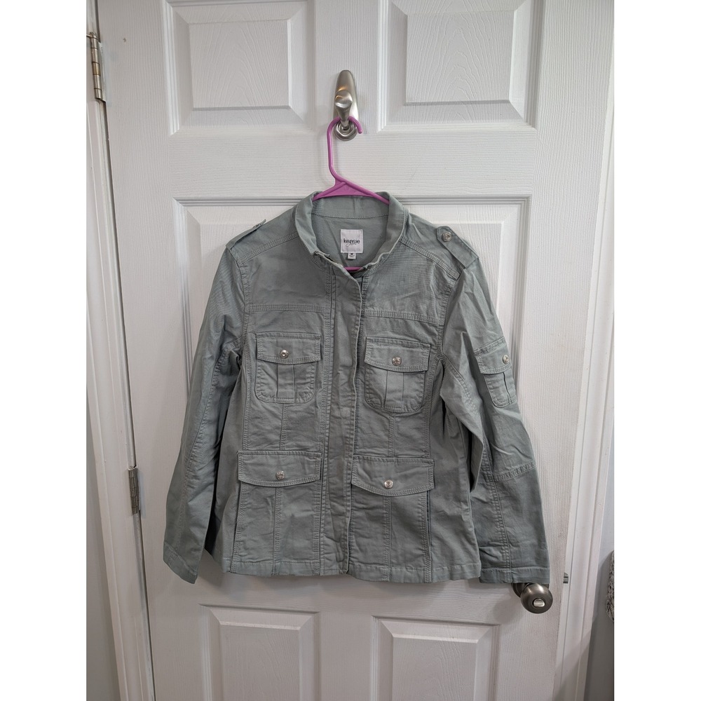 Kensie Jeans Utility Jacket Womens Sage Green Military Cargo - Size M‎